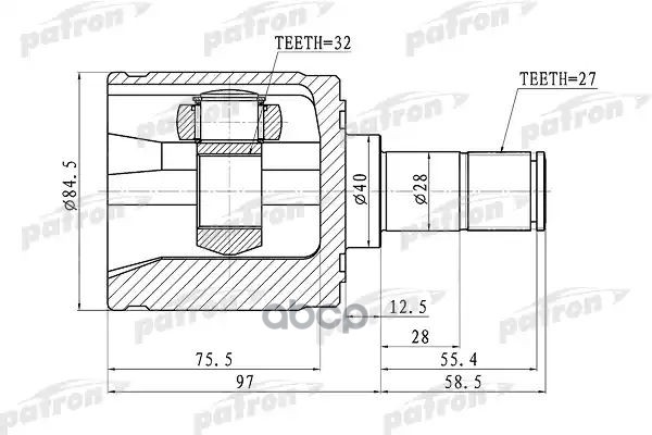 Шрус Внутренний Правый 27X40x32 Honda Accord Cl/Cn/Cm 02-08 PATRON арт. PCV1341
