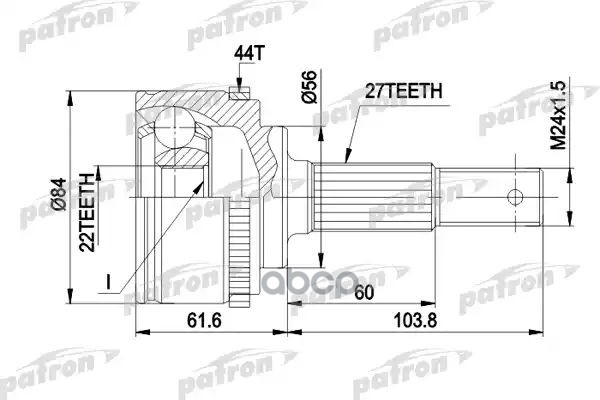 Шрус Наружн К-Кт 27X56x22 Abs:44t Nissan: Primera 96 - 01, Primera Traveller 98 - 01 PATRON арт. PCV1348