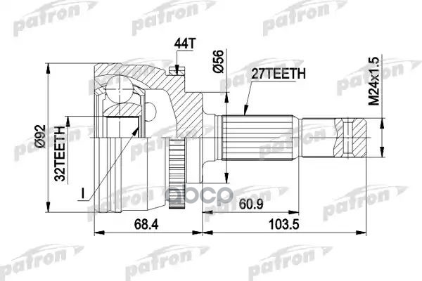 Шрус Наружн К-Кт 27X56x32 Abs:44t Nissan: Primera 2.0Td 96- PATRON арт. PCV1349