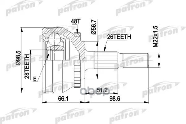 Шрус Наружн К-Кт 26X56.5x28 Abs:48t Volvo: 850 91 - 97, 850 Универсал 92 - 97, C70 Кабрио 98 - 05, C70 Купе 97 - 02, S70 96 -...