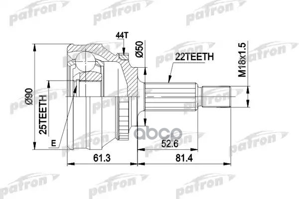 Шрус Наружн К-Кт 22X50x25 Abs:44t Volvo: 440 K 88 - 96, 460 L 88 - 96, 480 E 86 - 96 PATRON арт. PCV1376