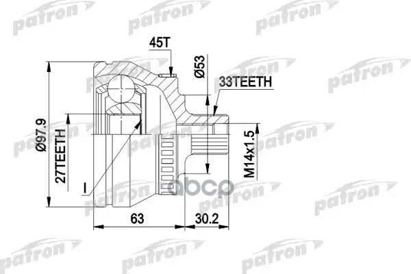 Шрус Наружн К-Кт 33X53x27 Abs:45t Audi: A4 1.9Tdi 03/00-09/01, A6 1.9Tdi 07/00-, Skoda: Superb 1.9Tdi 08/02-, Vw: Passat 1.9T...