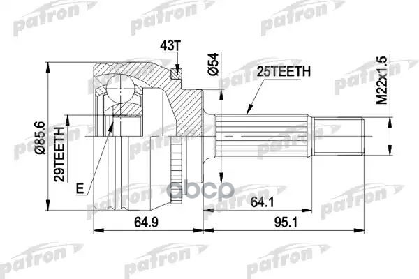 Шрус Наружн К-Кт, Без Abs Mitsubishi: Carisma 95-06, Carisma Седан 96-06 PATRON арт. PCV1385
