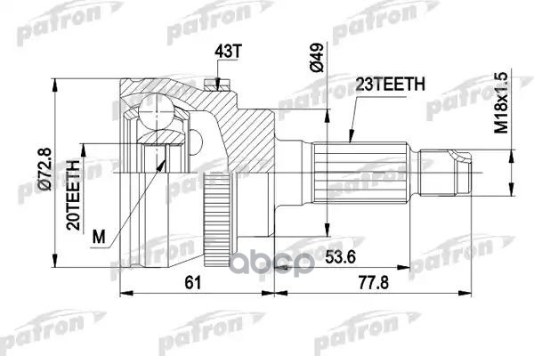 Шрус Наружн К-Кт Opel: Agila 00 -, Vauxhall: Agila 00 - PATRON арт. PCV1394