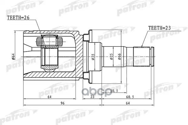 Шрус Внутренний Задний 23X35x26 Mitsubishi Outlander Cw 06-12 PATRON арт. PCV1397