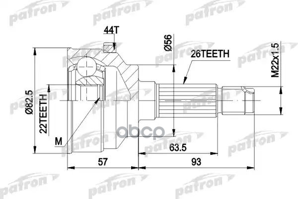 Шрус Наружн К-Кт 26X56x22 Kia: Sephia 95 - 97, Sephia Седан 93 - 97, Shuma Седан 96 - 01 PATRON арт. PCV1398