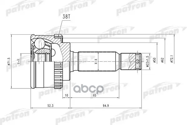 Шрус Наружн К-Кт 25X50x19 Abs:38t Hyundai: Atos 98- PATRON арт. PCV1406
