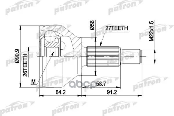 Шрус Наружн К-Кт 27X56x26 Ford: Mondeo Iii 00- PATRON арт. PCV1417