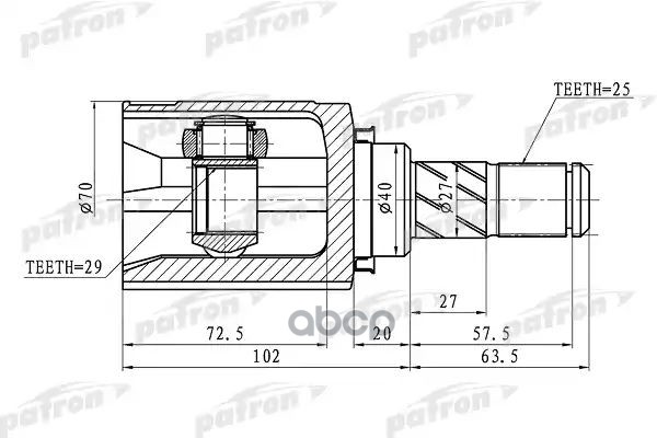 Шрус Внутренний Правый 25X40x29 Nissan Tiida C11 05- PATRON арт. PCV1421