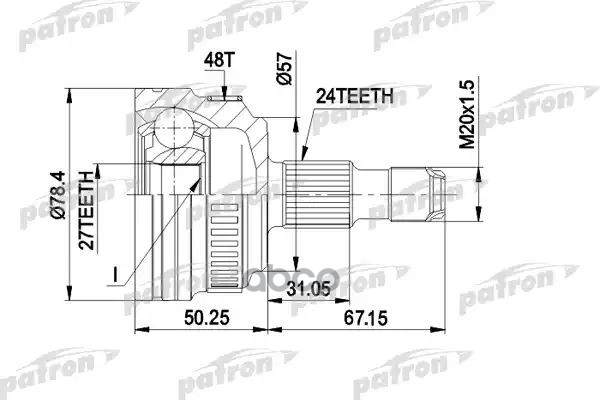Шрус Наружн К-Кт 24X57x27 Abs:48t Mercedes-Benz: A-Class W168 Акпп 1.4/1.6/1.6Cdi/1.7Cdi 97-, С Abs 48 PATRON арт. PCV1434