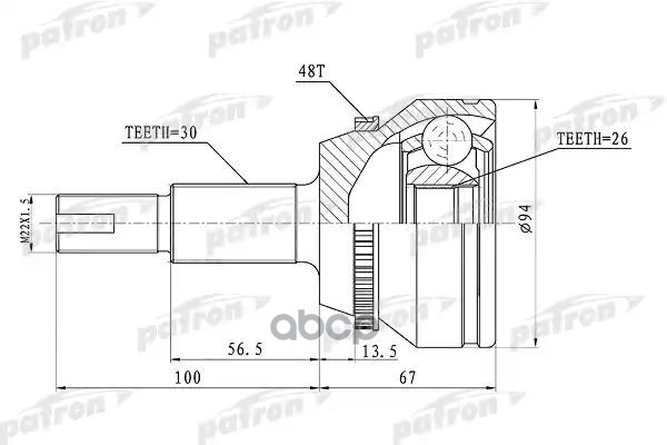 Шрус Наружный С Кольцом Abs 30X62x26 Abs:48t Toyota Camry Acv40/Gsv40 06- PATRON арт. PCV1436