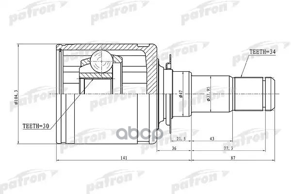 Шрус Внутренний 34X47x30 Toyota Land Cruiser 200 Uzj200/Vdj200 07- PATRON арт. PCV1449