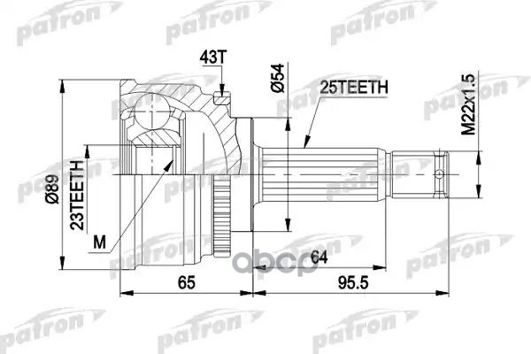 Шрус Наружн К-Кт 25X54x23 Abs:43t Mitsubishi: Carisma 95-06, Carisma Седан 96-06 PATRON арт. PCV1491