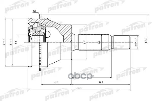 Шрус Наружный Задний С Кольцом Abs 25X57x29 Abs:43t Mitsubishi Outlander Cu 4Wd 02-06 PATRON арт. PCV1523