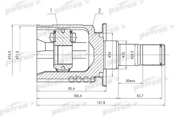 Шрус Внутренний Задний 25X35x29 Mitsubishi Outlander Cu 4Wd 02-06 PATRON арт. PCV1526