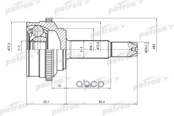 Шрус Наружн К-Кт 22X52x19 Abs:47t Daewoo: Kalos 03-, Chevrolet: Aveo 03- PATRON арт. PCV1527