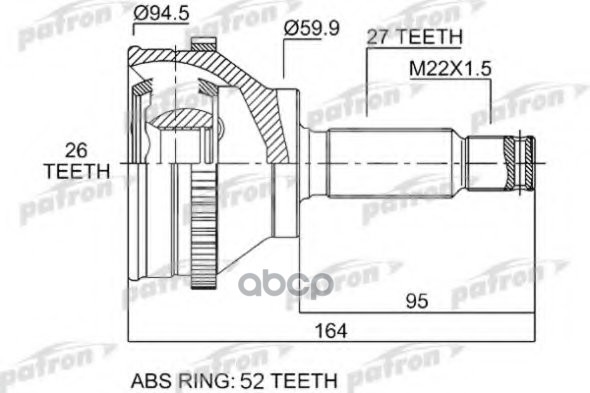 ШРУС наружн компл. PCV1543 PATRON арт. PCV1543