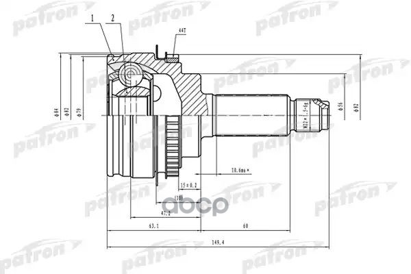 Шрус Наружный С Кольцом Abs 27X56x32 Abs:44t Subaru Impreza G11 00-07 PATRON арт. PCV1554