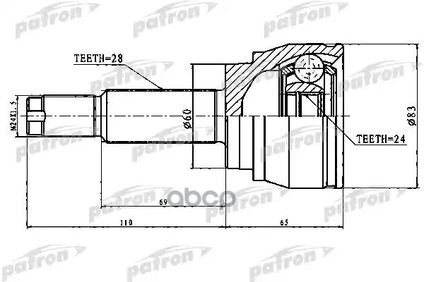 Шрус Наружный 28X60x24 Ssang Yong Rexton Ii 06- PATRON арт. PCV1754