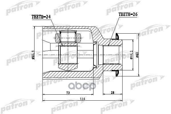 ШРУС 26x82,5x24 HYUNDAI TUCSON TM  15.01.2010 - KIA SPORTAGE SL  25.06.2010 - PCV1809 PATRON арт. PCV1809