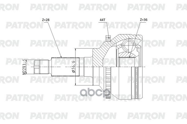 Шрус Внеш. 28X56.6x36 Abs:44t Mazda Mpv 2.0D/2.3I 02-06 PATRON арт. PCV1925