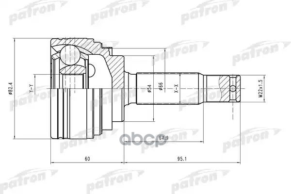 Шрус Наружн К-Кт [A:25, B:22] Mitsubishi: Colt -96, Proton: Persona 300/400 96- PATRON арт. PCV2023