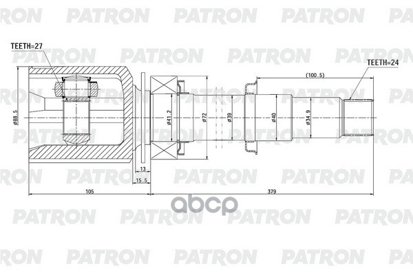 Шрус Внутр. Прав. 24X484x40x27 Toyota Camry Acv40/Gsv40 06- (С Подшипником) PATRON арт. PCV2099