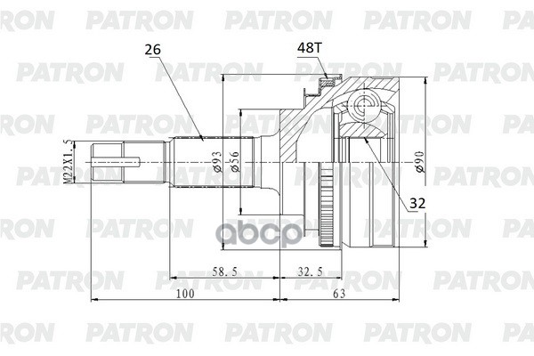 Шрус Наружный 32X56x26 Toyota Camry Mcv20/Sxv20 96-01 PATRON арт. PCV2159