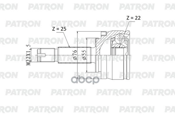 ШРУС нар. HYUNDAI Solaris  KIA Rio 17- PCV2178 PATRON арт. PCV2178