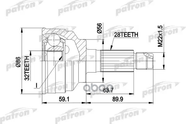 Шрус Наружн К-Кт [A:28, B:32, D:88] Mazda: 626  91- PATRON арт. PCV3021