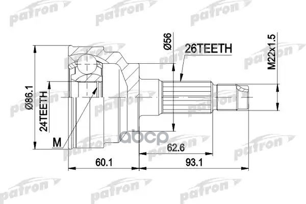 Шрус Наружн К-Кт [A:26, B:24, D:86.1] Mazda: 323F 94- PATRON арт. PCV3025