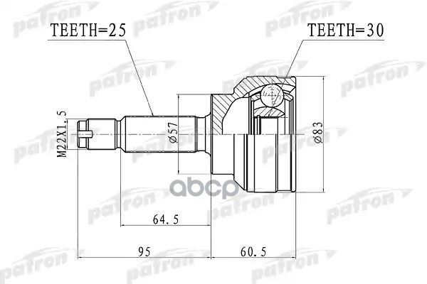ШРУС наружный 25x57x30 MITSUBISHI LANCER CS 00-09  PCV3148 PATRON арт. PCV3148