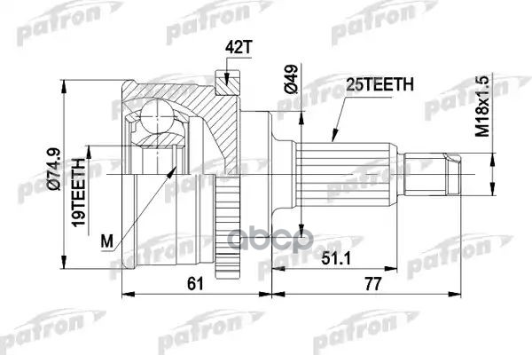 Шрус Наружн К-Кт [Abs: 42] Suzuki: Baleno 95-02, Baleno Хечбэк 95-02, Baleno Универсал 97-02 PATRON арт. PCV3741
