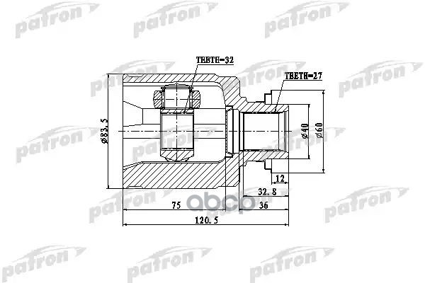 Шрус Внутр К-Кт [A:32, B:27, D:40, L:120] Honda: Crv/Odyssey 09.01- PATRON арт. PCV4013