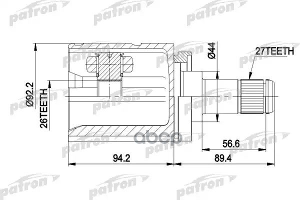 Шрус Внутр Лев К-Кт [A:27, B:26, D:92.2] Bmw: X5 01- All PATRON арт. PCV5003