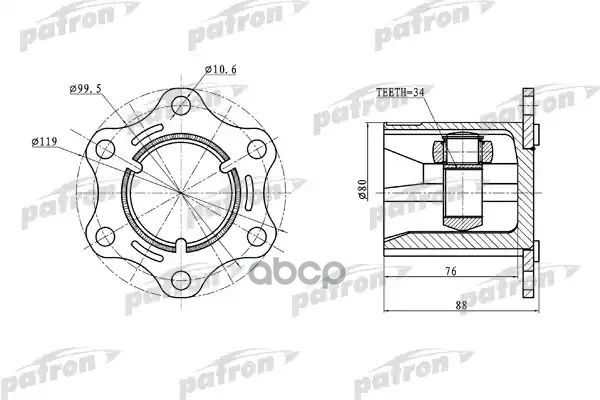 Шрус Внутр К-Кт Audi: A3, Skoda: Octavia, Vw: Passat B6/Golf V,Vi/Touran 2.0Tdi 04- PATRON арт. PCV5004