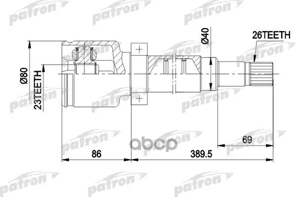 Шрус Внутр Прав К-Кт 26X40x23 Ford: Focus 98 - 04, Focus Универсал 99 - 04 Акпп 1.8, 2.0, 1,8Td PATRON арт. PCV5011
