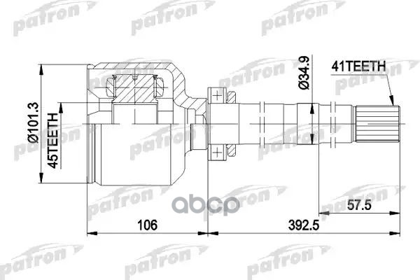 Шрус Внутренний Правый 41X101.3x45 Citroen: Jumper Бортовой 94-02, Jumper Автобус 94-02, Jumper Фургон 94-02, Fiat: Ducato Бо...