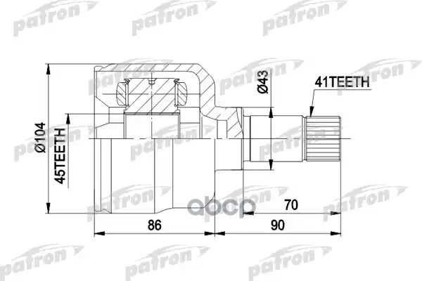 Шрус Внутренний Левый 41X104x45 Citroen: Jumper Бортовой 94-02, Jumper Автобус 94-02, Jumper Фургон 94-02 PATRON арт. PCV5021