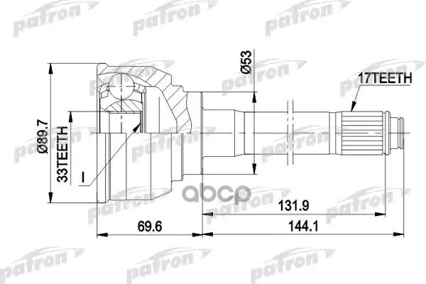 Шрус Наружн К-Кт [A:17, B:33, D:89.7] Isuzu: Trooper 88- PATRON арт. PCV9007
