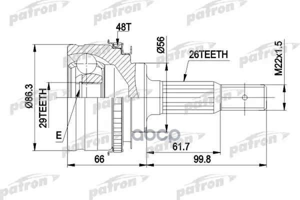 Шрус Наружн К-Кт Pontiac: Vibe 02-  Toyota: Matrix 02- PATRON арт. PCV9012