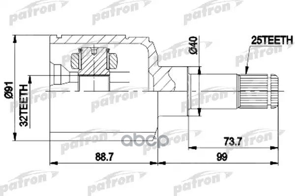 Шрус Внутр К-Кт 25X40x32 Chrysler: Cirrus 95-00, Sebring 95-04, Dodge Stratus 95-00, Plymouth: Breeze 96-00 PATRON арт. PCV9538
