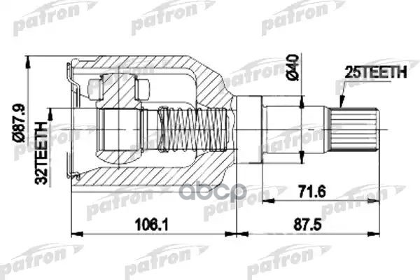 Шрус Внутр Лев К-Кт 25X40x32 Chrysler: Voyager 91-95 PATRON арт. PCV9937