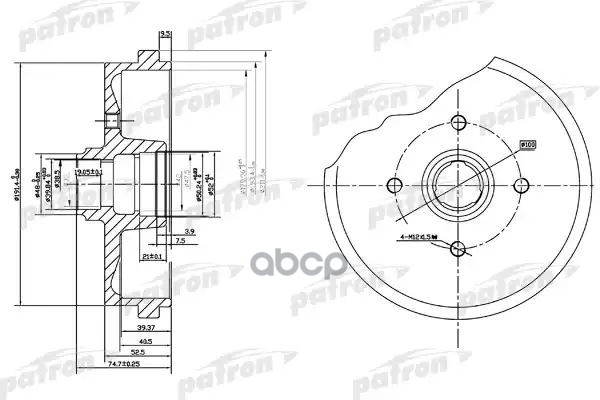 Барабан тормозной задн PDR1184 PATRON арт. PDR1184