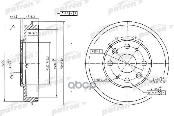 Барабан Тормозной Задн Mazda: 323 C Iv 89-94, 323 F Iv 89-94, 323 S Iv 89-94 PATRON арт. PDR1573