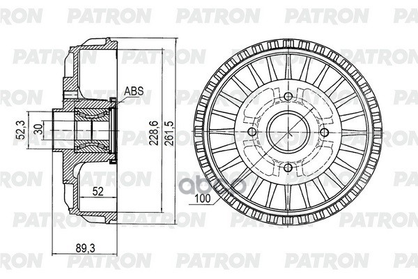 Барабан тормозной DACIA: LOGAN MCV 1.41.5DCI1.6 07-, SANDERO 1.5DCI 08-  PDR1737 PATRON арт. PDR1737