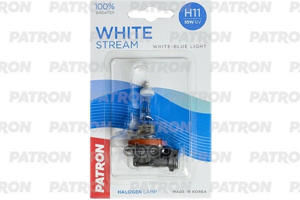 Лампа Галогенная Блистер 1Шт H11 12V 55W 3800K Pgj19-2 White Stream (+100% Яркости, Яркий Белый Свет, +50М Светового Потока) ...