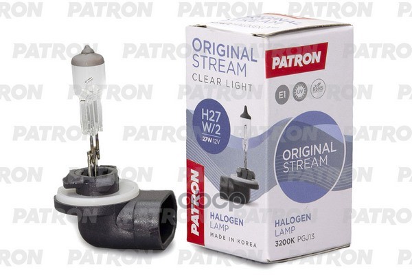 Лампа Галогенная H27w/2 12V 27/2W 3300K Pgj13 Original Stream (Оригинальные Параметры) Сделано В Корее PATRON арт. PLH27W/2