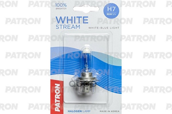 Лампа Галогенная Блистер 1Шт H7 12V 55W 3800K Px26d White Stream (+100% Яркости, Яркий Белый Свет, +50М Светового Потока) Сде...