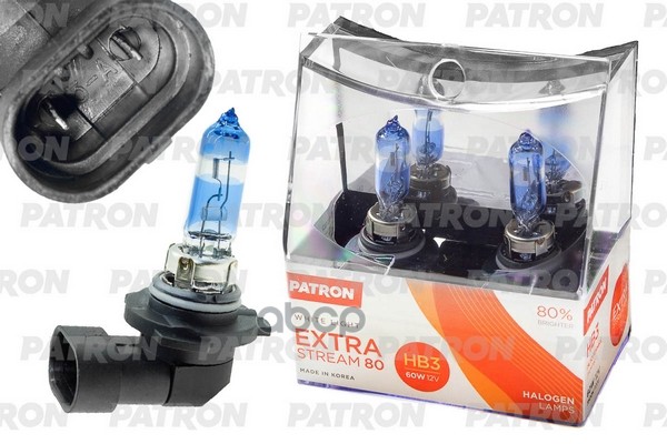 Комплект Галогенных Ламп Коробка 2Шт Hb3 12V 60W 3500K P20d Extra Stream 80 (+80% Яркости, Белый Свет, +40М Светового Потока)...